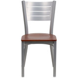 Flash Furniture Chair,Slat Back,Silver w-Cherry Seat XU-DG-60401-CHYW-GG