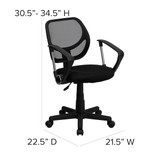 Flash Furniture Low Back Task Chair,Black WA-3074-BK-A-GG