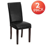 Flash Furniture Black Leather Parsons Chair,PK2 2-BT-350-BK-LEA-023-GG