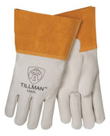 Tillman 1350L Top Grain Pearl Gray Leather Premium Grade TIG Welders Glove With Kevlar Stitching, Wing Thumb, 4" Cuff And Seamless Forefinger, Large