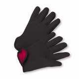 Large 100% Cotton Brown Jersey Red Fleece Lined Gloves Dozen