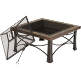 Outdoor Expressions 30 In. Slate Square Steel Fire Pit FTB-013SB 800278