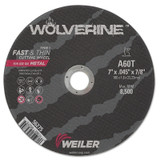 Wolverine Flat Type 1 Cutting Wheel, 7 in dia x 0.045 in, 7/8 in Arbor, 60 Grit,  Aluminum Oxide, T Hardness