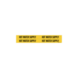 Self-Sticking Vinyl Pipe Markers, HOT WATER SUPPLY, Black on Yellow, 7 x 14