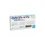 EXPO® Vis-A-Vis Wet Erase Marker, Fine Bullet Tip, Black, Dozen 16001