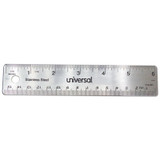 Universal® Stainless Steel Ruler, Standard/metric, 6" Long UNV59026