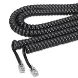 Softalk® Coiled Phone Cord, Plug/Plug, 12 ft, Black 48102