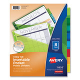 Avery® DIVIDER,PLST PCKT 8TB,AST 11903