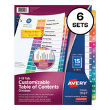 Avery® DIVIDER,INDEX 15 TAB,AST 11197