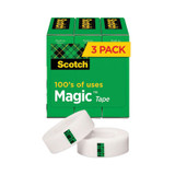 Scotch® Magic Tape Refill, 1" Core, 0.75" X 83.33 Ft, Clear, 3/pack 810K3