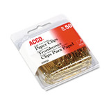 ACCO Gold Tone Paper Clips, Jumbo, Smooth, Gold, 50/Box A7072532