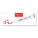 Universal™ Dry Erase Marker, Broad Chisel Tip, Red, Dozen UNV43652 USS-UNV43652