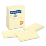 Highland™ Self-Stick Notes, 3" x 5", Yellow, 100 Sheets/Pad, 12 Pads/Pack 6559