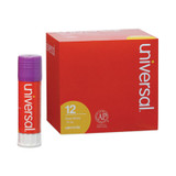 Universal® Glue Stick, 0.74 Oz, Applies Purple, Dries Clear, 12/pack UNV74750