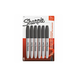 Sharpie® Super Permanent Marker, Fine Bullet Tip, Black, 6/pack 33666PP