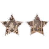 Alpine 2 In. W. x 9 In. H. x 10 In. L. Warm White LED Wooden Star Pack of 12