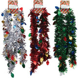 F C Young 8 Ft. Die-Cut Jumbo Colored Garland Assortment with Bulbs Pack of 12