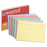 Universal® Index Cards, Ruled, 5 X 8, Assorted, 100-pack UNV47256 USS-UNV47256