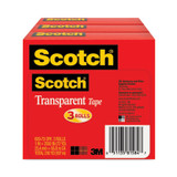 Scotch® Transparent Tape, 3" Core, 1" X 72 Yds, Transparent, 3/pack 600-72-3PK