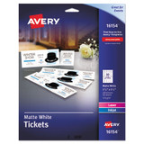 Avery® CARD,TICKET,TEAR,200PK,WH 16154