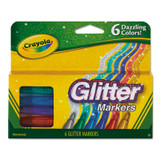 Crayola® Glitter Markers, Medium Bullet Tip, Assorted Colors, 6/set 588629