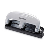 Bostitch® 20-Sheet Ez Squeeze Three-Hole Punch, 9/32" Holes, Black/silver 2220