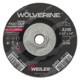 Wolverine Grinding Wheel, 4-1/2 in dia, 1/4 in Thick, 5/8 in - 11 UNC Arbor, 24 Grit