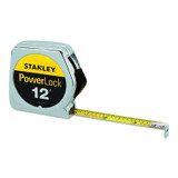 Powerlock Tape Rules 1/2 in Wide Blade, 12 ft x 1/2 in, Inch, Single Sided, Silver/Yellow