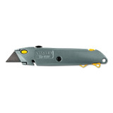 QuickChange Retractable Utility Knife, 6-3/8 in L, Carbon Steel, Metal, Gray