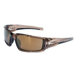 Hypershock Safety Eyewear, Gold Mirror Polycarbonate Lens, Hardcoat, Smoke Brown Polycarbonate Frame