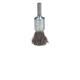 Crimped Wire Solid End Brush, Stainless Steel, 25,000 RPM, 1/2 in x 0.006 in