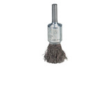 Crimped Wire Solid End Brush, Stainless Steel, 22,000 RPM, 1 in x 0.006 in