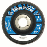 Tiger Big Cat High Density Flap Disc, 4-1/2 in dia, 80 Grit, 7/8 in Arbor, 12000 RPM, Type 27