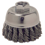 Single Row Heavy-Duty Knot Wire Cup Brush, 2-3/4 dia, 0.014 Steel wire, Display Pack