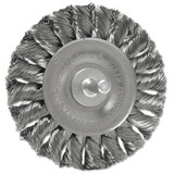 Standard Twist Knot Wire Wheel, 3-1/4 in dia x 3/8 in W Face, 0.014 in Stainless Steel Wire, 25000 RPM, 1/4 in Stem