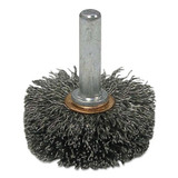 Stem-Mounted Narrow Conflex Brush, 2 in dia x 3/8 in W Face, 0.006 in Steel, 20000 RPM, 1/4 in Stem