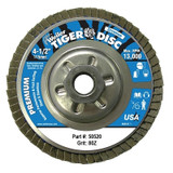 Tiger Disc Angled Style Flap Disc, 4-1/2 in dia, 80 Grit, 5/8 in-11, 13000 rpm, Type 29