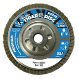 Tiger Disc Angled Style Flap Disc, 4-1/2 in dia, 36 Grit, 5/8 in-11, 13000 rpm, Type 29