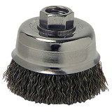 Crimped Wire Cup Brush, 3 in dia, 5/8-11 UNC Arbor, 0.014 in Steel Wire