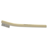 Small Hand Scratch Brush, 7-1/2 in, 3 X 7 Rows, Stainless Steel Wire, Curved Wood Handle