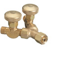 Valved Y Connection, 200 psig, Brass, B-Size (F) to B-Size (M), 9/16 in-18 (F)