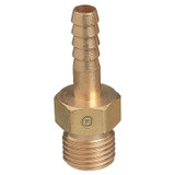 Brass Hose Adaptors, Male/Barb, Brass, RH, 1/4 in