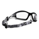 Tracker Series Safety Glasses, Clear Lens, Clear, Black Frame, Foam, Rubber
