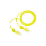 Tri-Flange Earplugs, Elastomeric Polymer, Clear, Corded