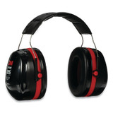 PELTOR Optime 105 Earmuff, 30 dB NRR, Black/Red, Over-the-Head