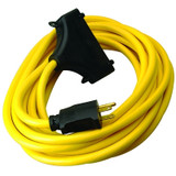 Generator Extension Cord, 25 ft, 3 Outlets, Yellow