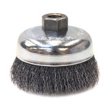 Crimped Wire Cup Brush, 4 in Dia, 5/8 in-11 Arbor, 0.014 in Carbon Steel
