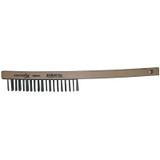 Hand Scratch Brush, 3 X 19 Rows, Stainless Steel Wire, Curved Wood Handle