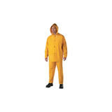 3-Pc Rainsuit, Jacket/Hood/Overalls, 0.35 mm, PVC Over Polyester, Yellow, 4X-Large