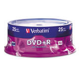 Verbatim® Dvd+r Recordable Disc, 4.7 Gb, 16x, Spindle, Silver, 25/pack 95033